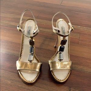 Prada gold jeweled heels 39